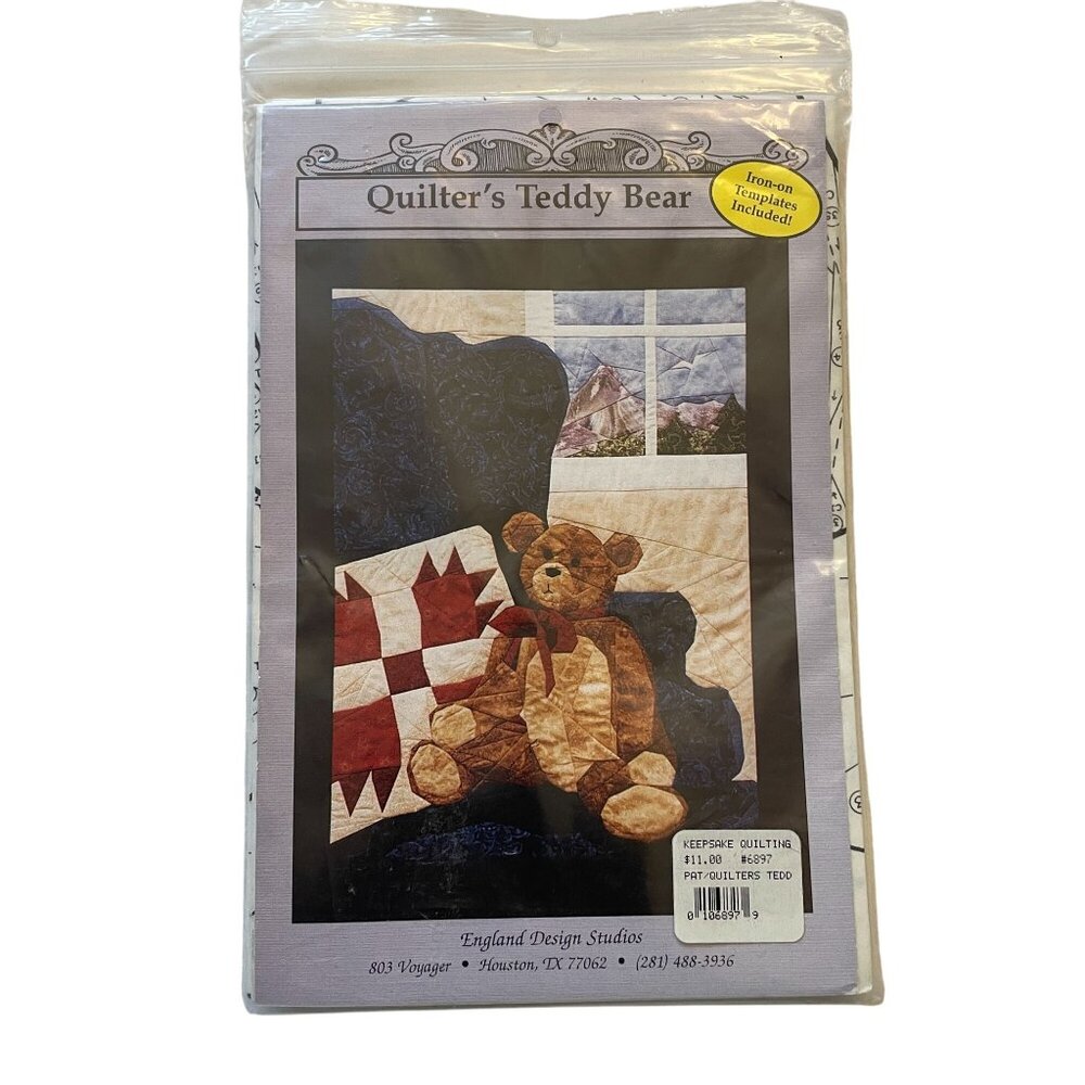 Quilters Teddy Bear Pattern Iron-On Templates Alicias Attic Prairie Christmas u